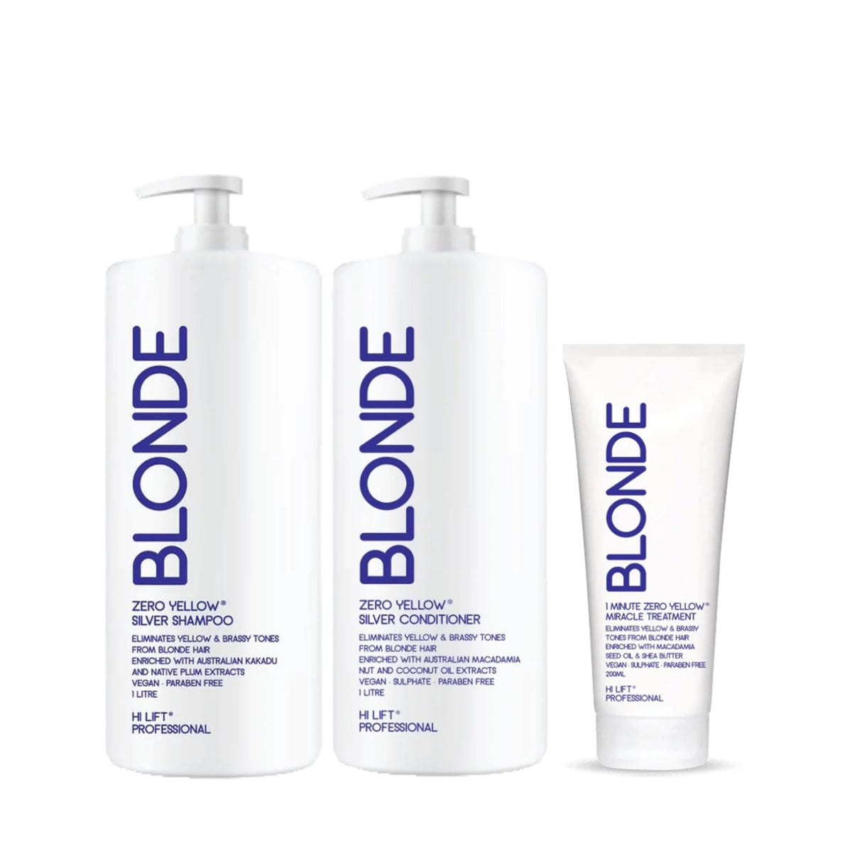 Hi Lift BLONDE Pack Shampoo Conditioner & BLONDE 1 Minute Treatment Pack 2x1L + 200ml